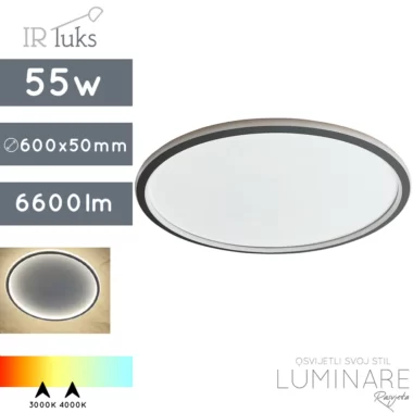 led plafonjera sottilmente-55w-c600-crna mat-toplo bijela svijetlost-neutralna svijetlost-ir luks-luminare rasvjeta