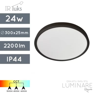 led plafonjera sr20002-cct led plafonjera-ip44-24w-crna-ir luks-luminare rasvjeta