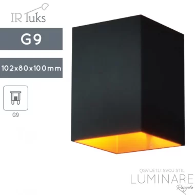 ZIDNA SVJETILJKA MURO RETTANGOLARE CRNA/ZLATNA G9