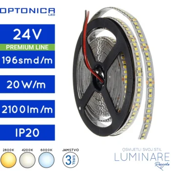 led traka 2835-196led-24v-20w-ip20-2800k-4200k-6000k-12milimetara-2100lumena-luminare rasvjeta