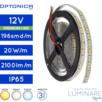 led traka 2835-196led-12v-20w-ip65-2800k-4200k-6000k-12milimetara-2100lumena-luminare rasvjeta