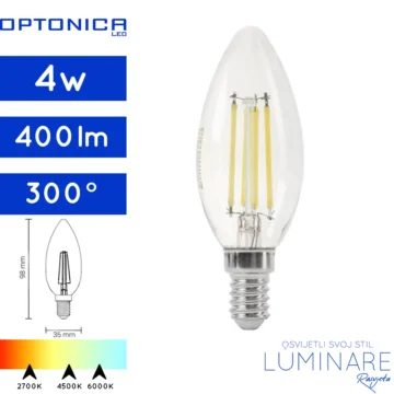 led filament zarulja e14 4w 2700k-4500k-6000k-c35-1470-1471-1472-luminare