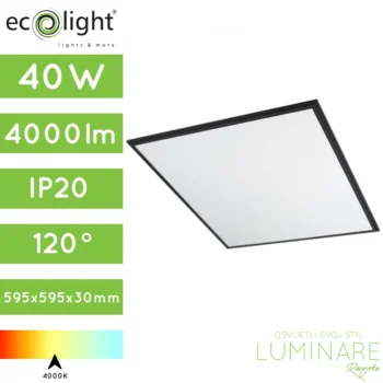 led panel 40W 60x60 crni ugradbeni - luminare rasvjeta