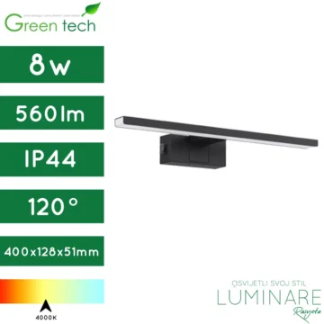 kupaonska svjetiljka-zidna-crna-ip44-40cm-luminare rasvjeta