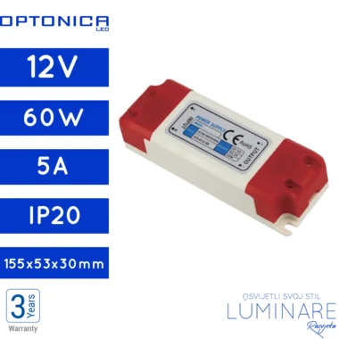NAPAJANJE 60W 5A 12V IP20 PLASTIČNO PREMIUM
