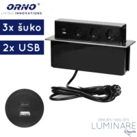 UGRADBENA UTIČNICA ZA NAMJEŠTAJ 3xŠUKO 2xUSB (A+C) INOX KVADRATNA