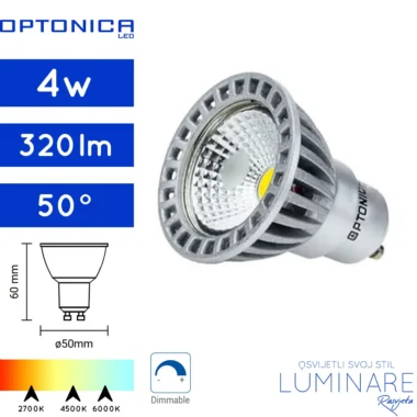 LED DIMABILNA ŽARULJA GU10 ALU 4W COB 50°