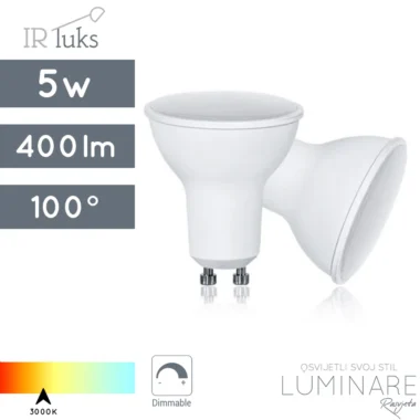led dimabilna zarulja gu10 5w 100 stupnjeva kut-3000k-ir-luks-3856005470532