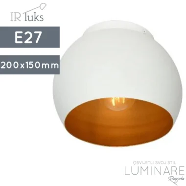 stropna plafonjera mini ciotola-e27-200x150mm-bijelo zlatna-luminare rasvjeta