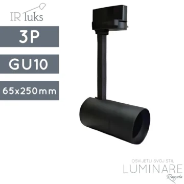 REFLEKTOR ZA TROFAZNU ŠINU GU10 CRNI IRLUKS 250mm