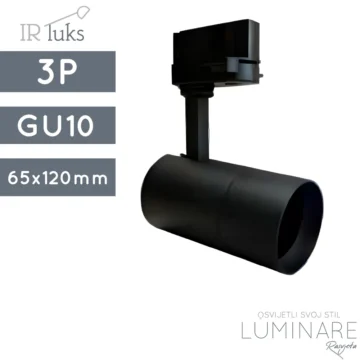 REFLEKTOR ZA TROFAZNU ŠINU GU10 CRNI IRLUKS