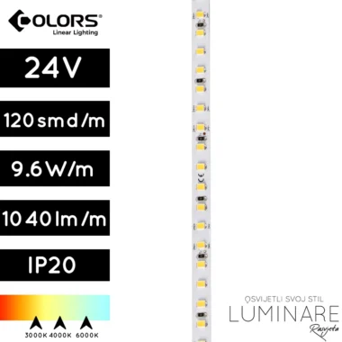 led traka colors-120ledica po metru-24v-8mm-5metara-dj120-24v-8mm-luminare rasvjeta