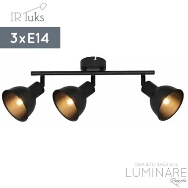 zidna svjetiljka crna mat-industrijski dizajn-ir luks-3x e14-sl antiq 3-luminare rasvjeta