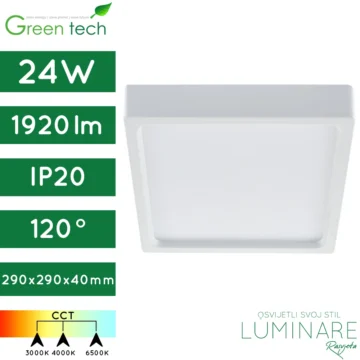 led panel-kvadratni-nadgradni-24w-bijeli-cct prekidač-ip20-4 godine jamstva-green tech-luminare rasvjeta