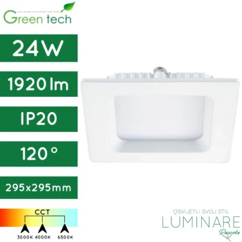 led panel-kvadratni-ugradbeni-24w-bijeli-cct prekidač-ip20-4 godine jamstva-green tech-luminare rasvjeta