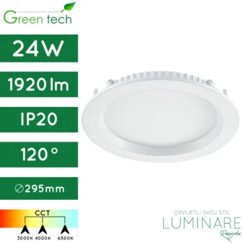 led panel-okrugli-ugradbeni-24w-bijeli-cct prekidač-ip20-4 godine jamstva-green tech-luminare rasvjeta