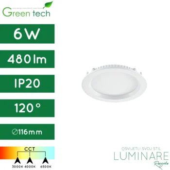 led panel-okrugli-ugradbeni-6w-bijeli-cct prekidač-ip20-4 godine jamstva-green tech-luminare rasvjeta