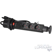 Alternative view of IZVLAČNA UTIČNICA 3xŠUKO 2xUSB 2.1A CRNA UGRADBENA OKRUGLA