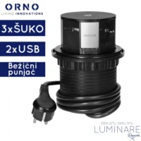 ugradbena uticnica za namjestaj 3xsuko 2xusb 1xbezicni bunjac-crna-orno-luminare rasvjeta