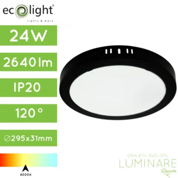 led panel 24w okrugli nadgradni crni neutralne boje svjetlosti-luminare rasvjeta