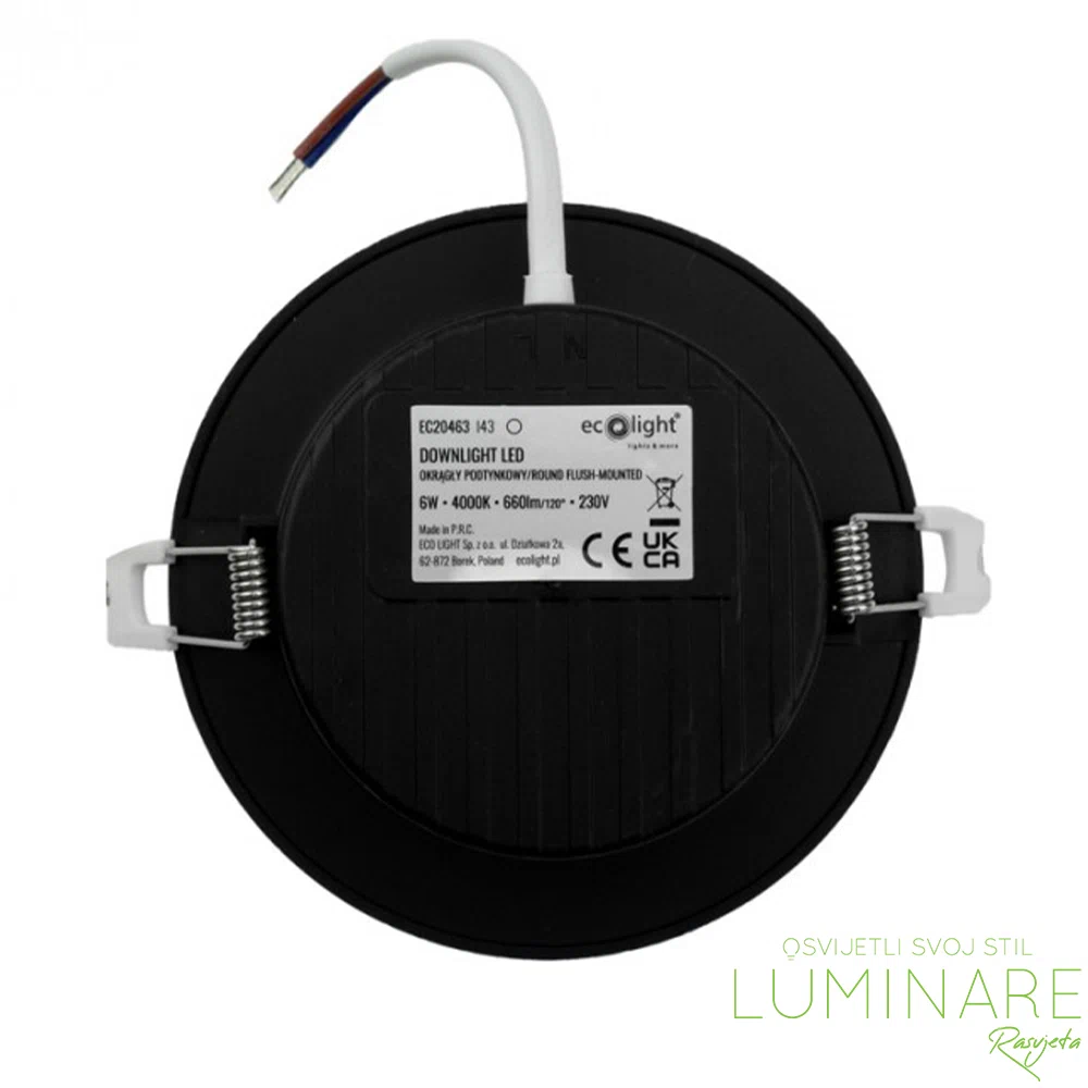 LED PANEL 6W OKRUGLI UGRADBENI CRNI 4000K - Slika 2