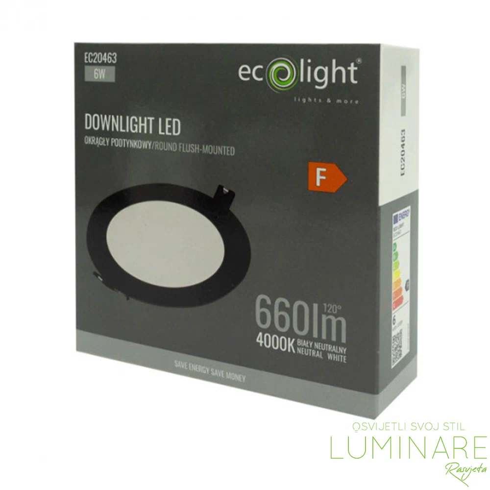 LED PANEL 6W OKRUGLI UGRADBENI CRNI 4000K - Slika 3