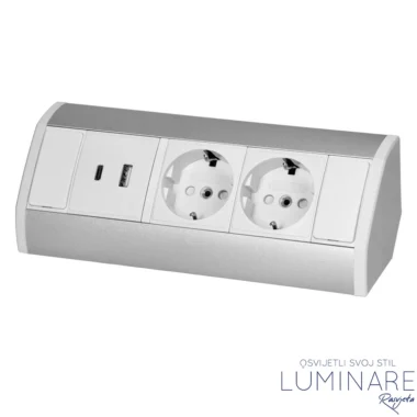 Alternative view of NADGRADNA UTIČNICA ZA NAMJEŠTAJ 2xŠUKO 2xUSB (A+C) BIJELA-SIVA