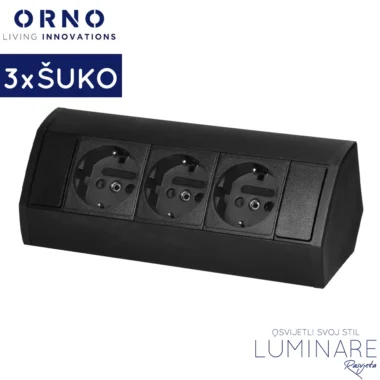 nadgradna uticnica za namjestaj-3x schuko-crna-luminare rasvjeta