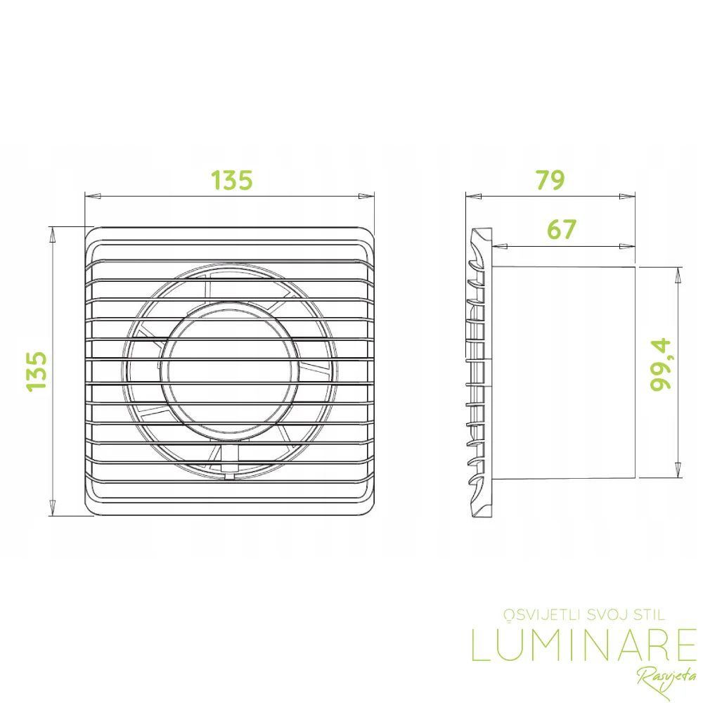 KUPAONSKI VENTILATOR planet eneRgy 100mm STANDARD - Slika 2