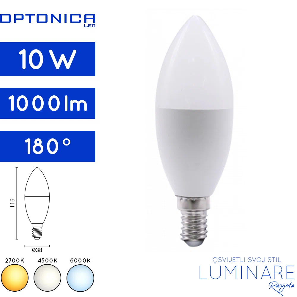 LED ŽARULJA E14 10W C38