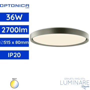 LED plafonjera 36W bijelo-siva Optonica stropna svjetiljka moderan dizajn