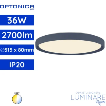 LED plafonjera 36W bijelo plava indigo Optonica stropna svjetiljka