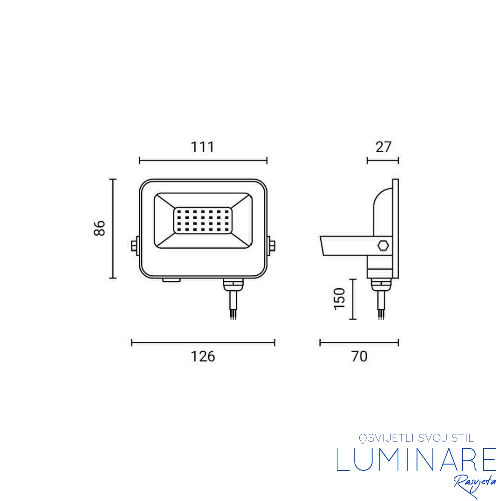 LED REFLEKTOR SMD 20W BIJELI IP65 - Slika 2