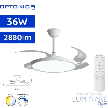 Optonica stropni ventilator 36W 3CCT bijeli model 19110 s daljinskim upravljačem