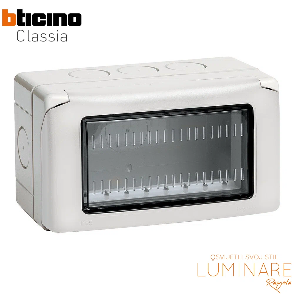 nadzbukno postolje bticino ip55 sa poklopcem classia 4m bijelo-luminare