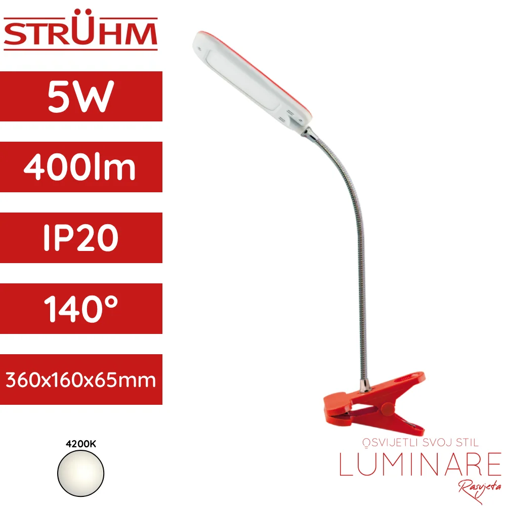 STOLNA SVJETILJKA DORI CLIP CRVENA 5W 400lm