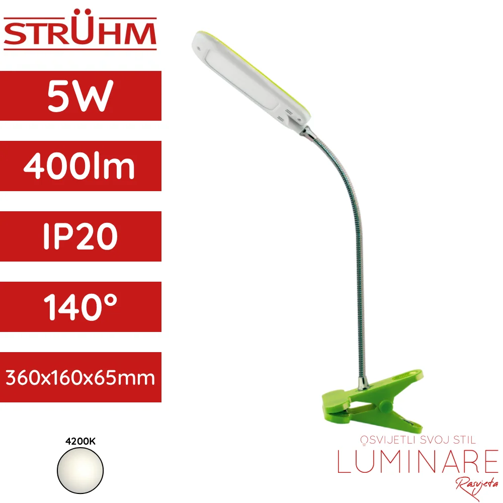 STOLNA SVJETILJKA DORI CLIP ZELENA 5W 400lm