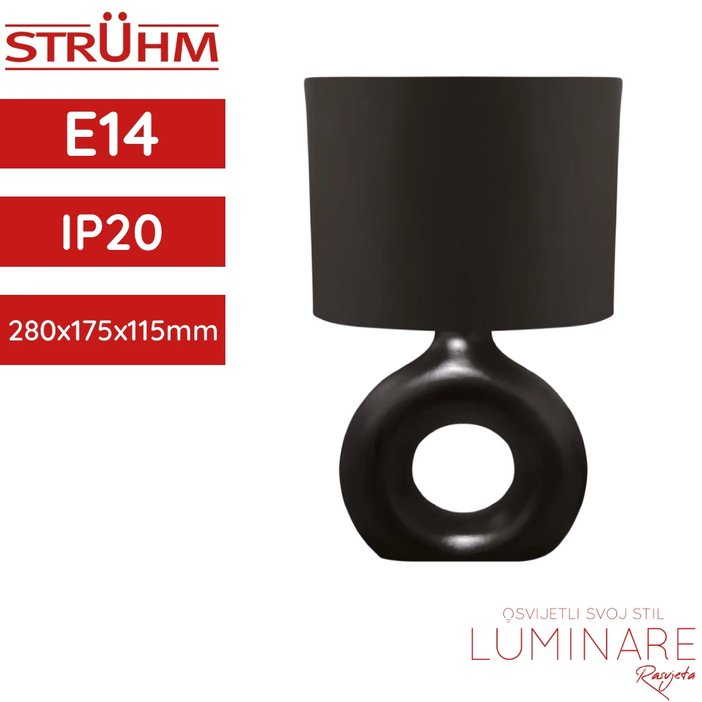 STOLNA SVJETILJKA E14 25W GOLF CRNA IP20