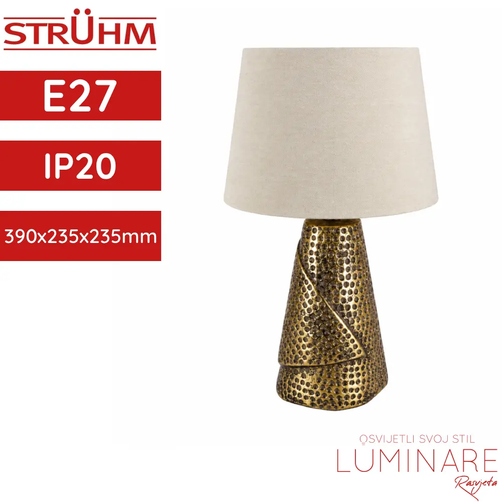 STOLNA SVJETILJKA E27 40W MAGDA ZLATNA IP20