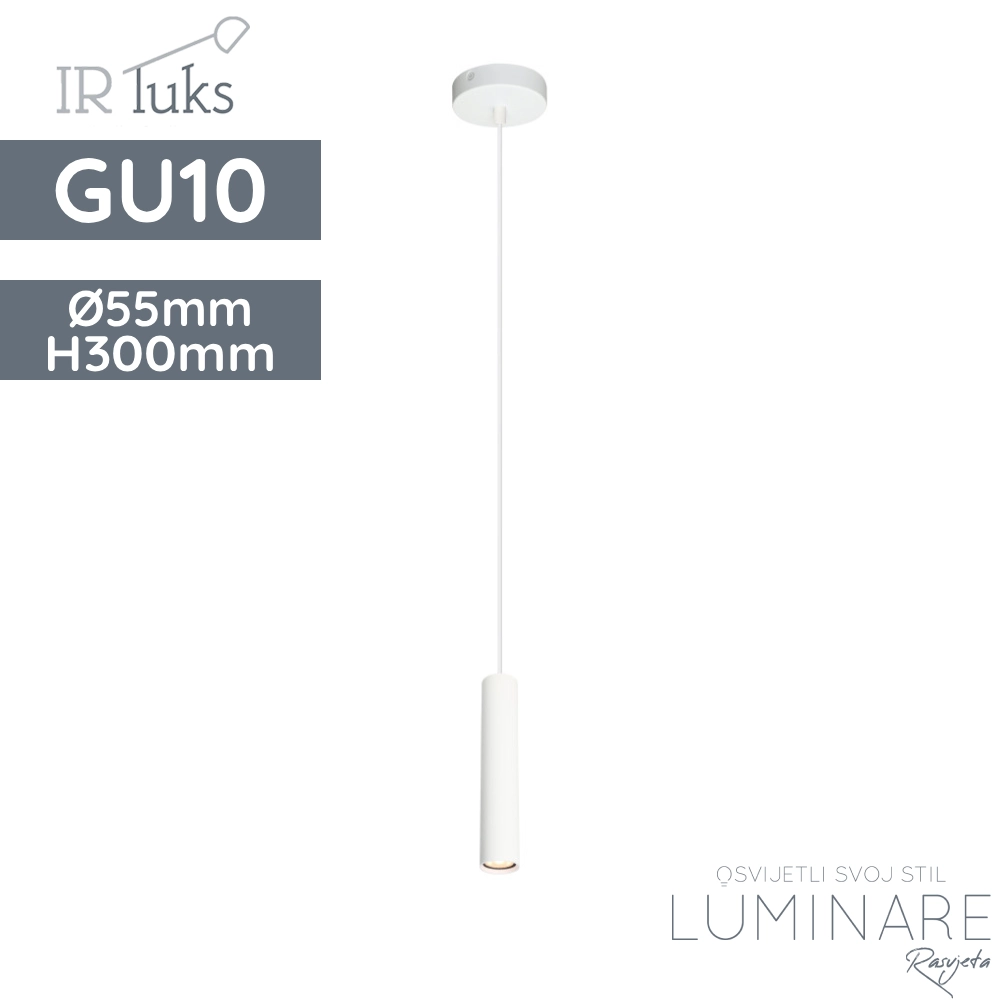 visilica irluks P-TUBO 30cm SWH GU10 mat bijela luminare rasvjeta