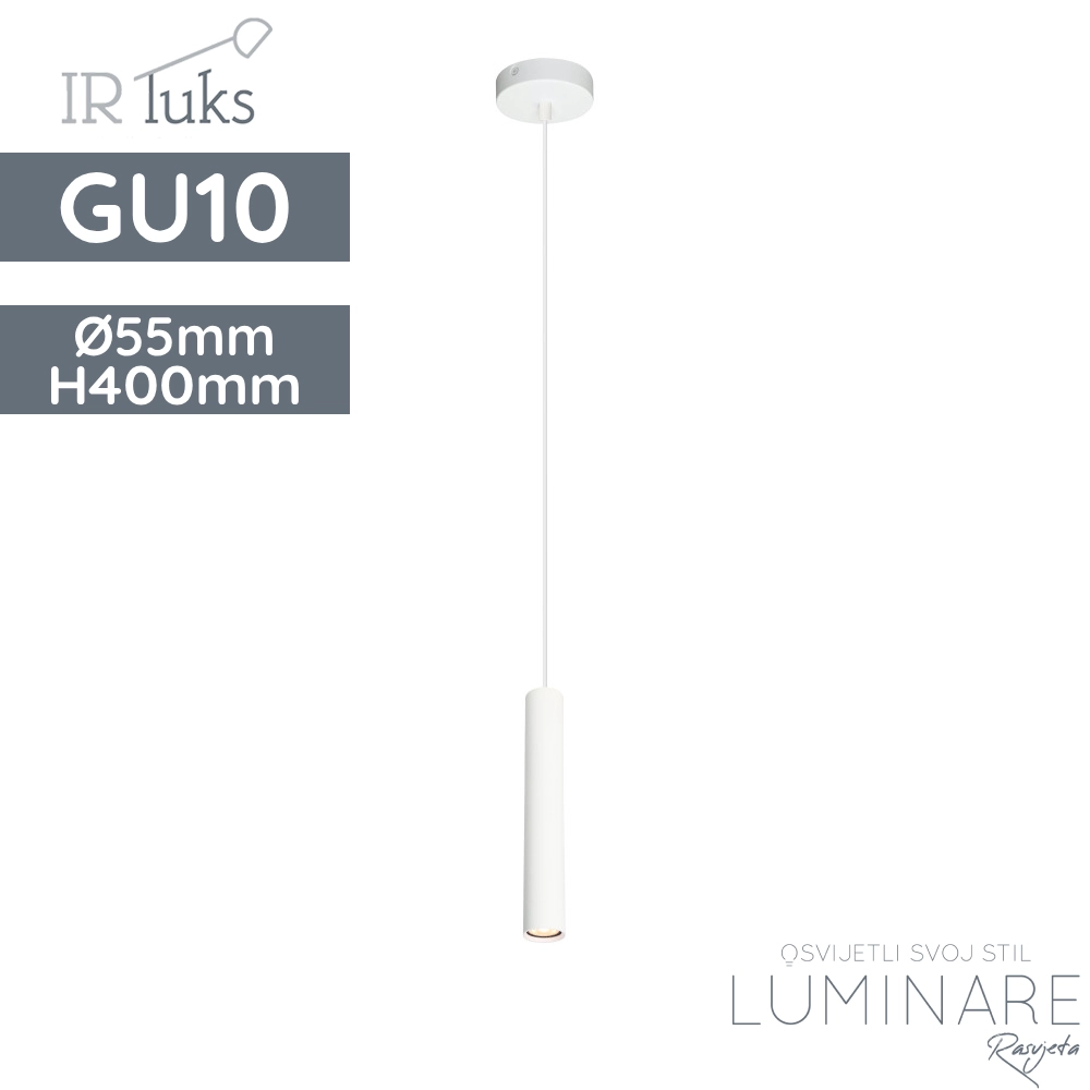 visilica irluks P-TUBO 40cm SWH GU10 mat bijela luminare rasvjeta