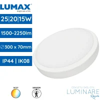 LED plafonjera Lumax KAMA IP44 fi300x70mm, 5CCT sa senzorom pokreta, bijelo kuciste