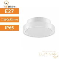 Vanjska plafonjera TESlight P2581-E27 E27 IP65 fi260x92mm, bijelo UV otporno antikorozivno kućište