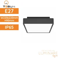 Vanjska plafonjera TESlight P2201-E27 E27 IP65 220x220x90mm, antracit sivo UV otporno antikorozivno kućište