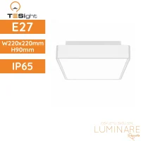 Vanjska plafonjera TESlight P2201-E27 E27 IP65 220x220x90mm, bijelo UV otporno antikorozivno kućište