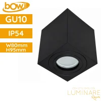 Stropna spotlight svjetiljka SARA IP54 80 x 80 × 84 mm s GU10 grlom, crno aluminijsko kućište kockastog oblika