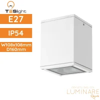 Stropna spotlight svjetiljka TESlight AL133C E27 max18W IP54 108x108x160mm, bijelo kućište