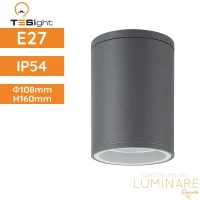 Stropna spotlight svjetiljka TESlight AL132C E27 max18W IP54 fi108x160mm, antracit sivo kućište