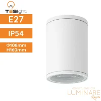 Stropna spotlight svjetiljka TESlight AL132C E27 max18W IP54 fi108x160mm, bijelo kućište