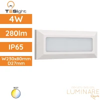 LED zidna nadgradna svjetiljka TESlight P2301-H 3CCT 4W IP65 230x80x27mm, bijelo UV otporno antikorozivno kućište